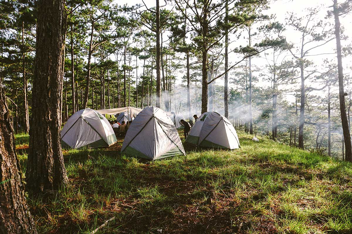 Zelte zum Campen im Wald des Bidoup Nui Ba Nationalparks