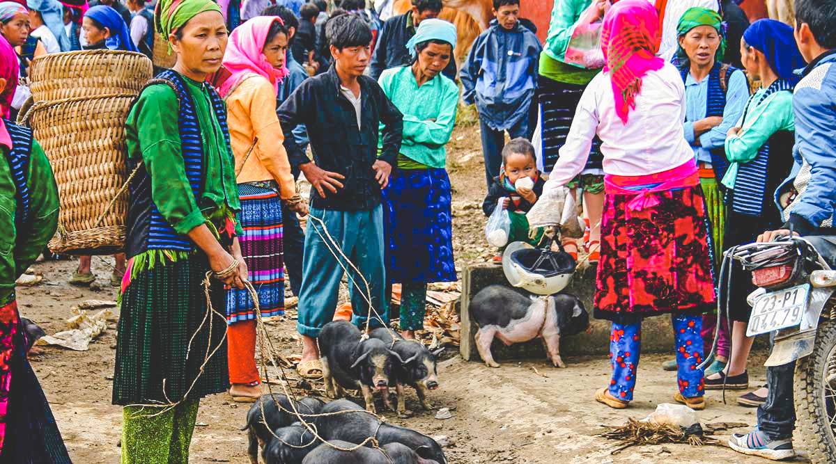 Meo Vac Markt in Ha Giang, Vietnam
