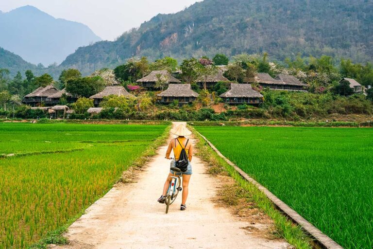 radfahren reisfelder in Mai Chau