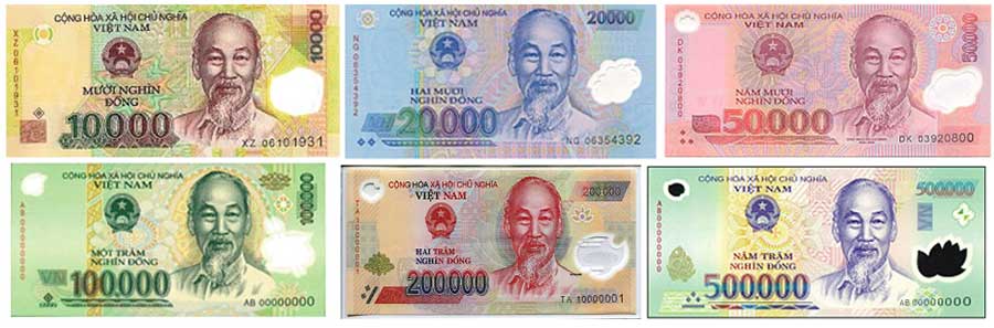 Übersicht aller vietnamesischen Dong-Banknoten in Vietnam