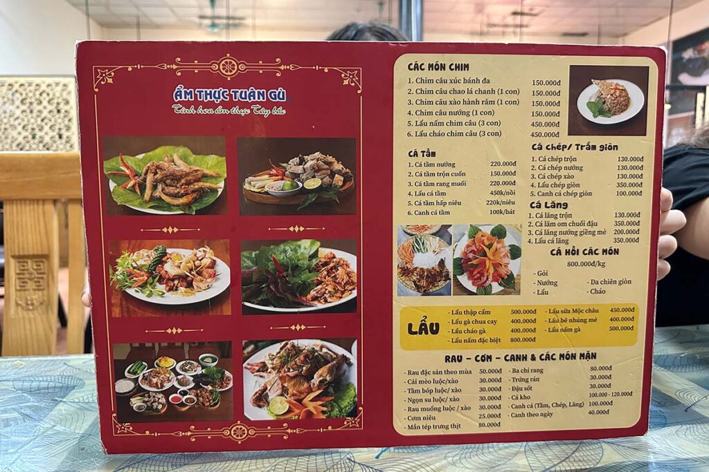 Vietnamesische Speisekarte