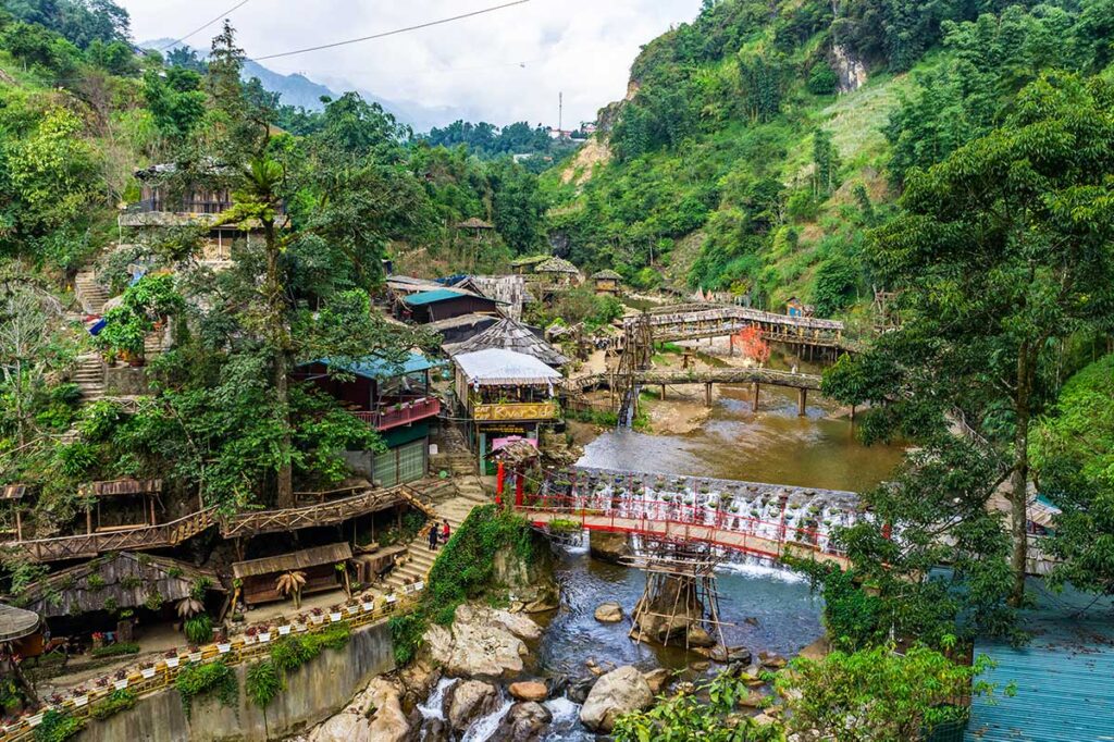 Blick über Cat Cat Village in der Nähe von Sapa