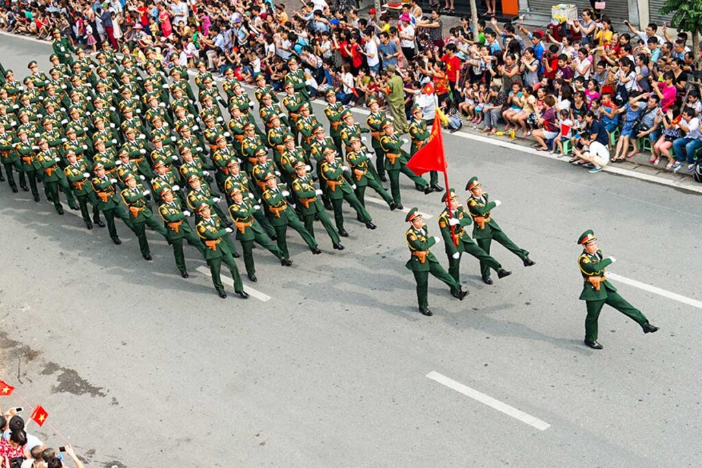 Parade der Armee zum vietnamesischen Nationalfeiertag zur Feier der Unabhängigkeit Vietnams